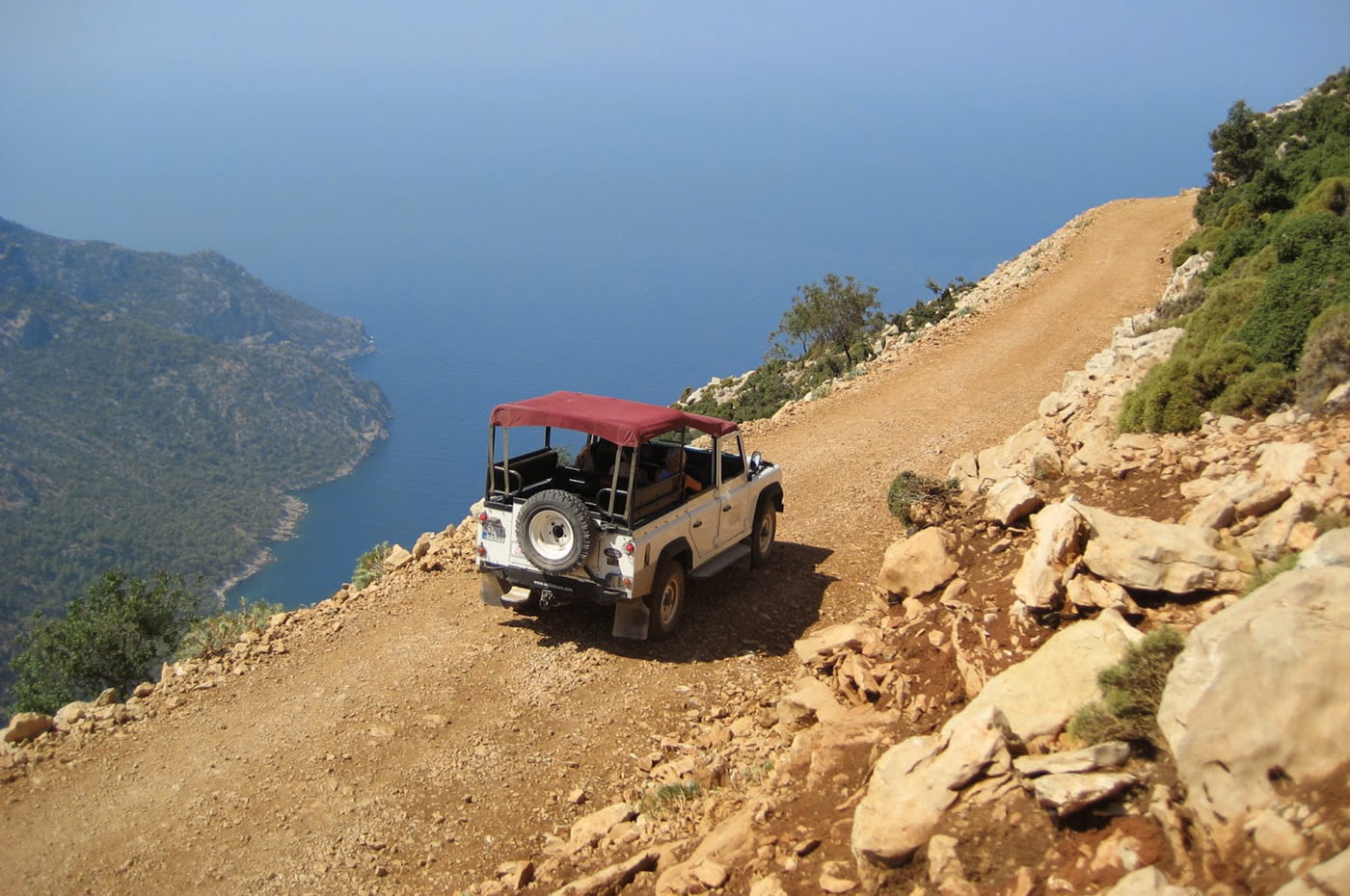 Edgy picture of our Jeep on the mountains of Zakynthos Island!
