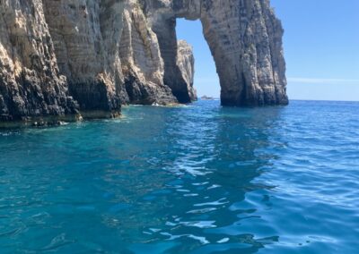 An arch that boats can pass through in Keri caves, South Zakynthos island.