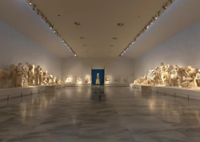 Wide footage of the inside of Museum of Olympia