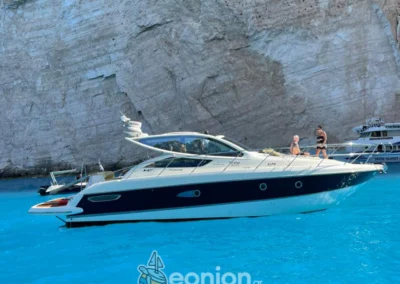 Drone footage of Cranchi Mediterranee 43 in Zakynthos Island. Eonion Yacht charters