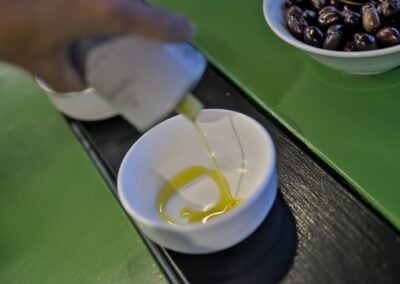 Olive oil tasing during the Sunset Flavors of Zakynthos experience tour